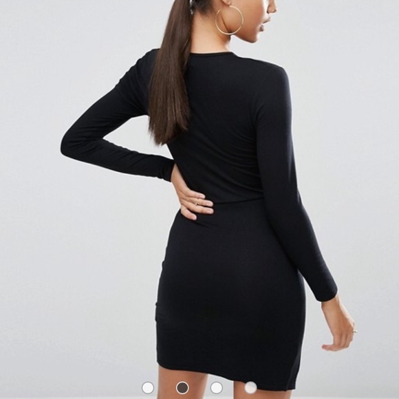 ASOS Long Sleeve Bodycon Dress With Curved Splits - Picture 2 of 10